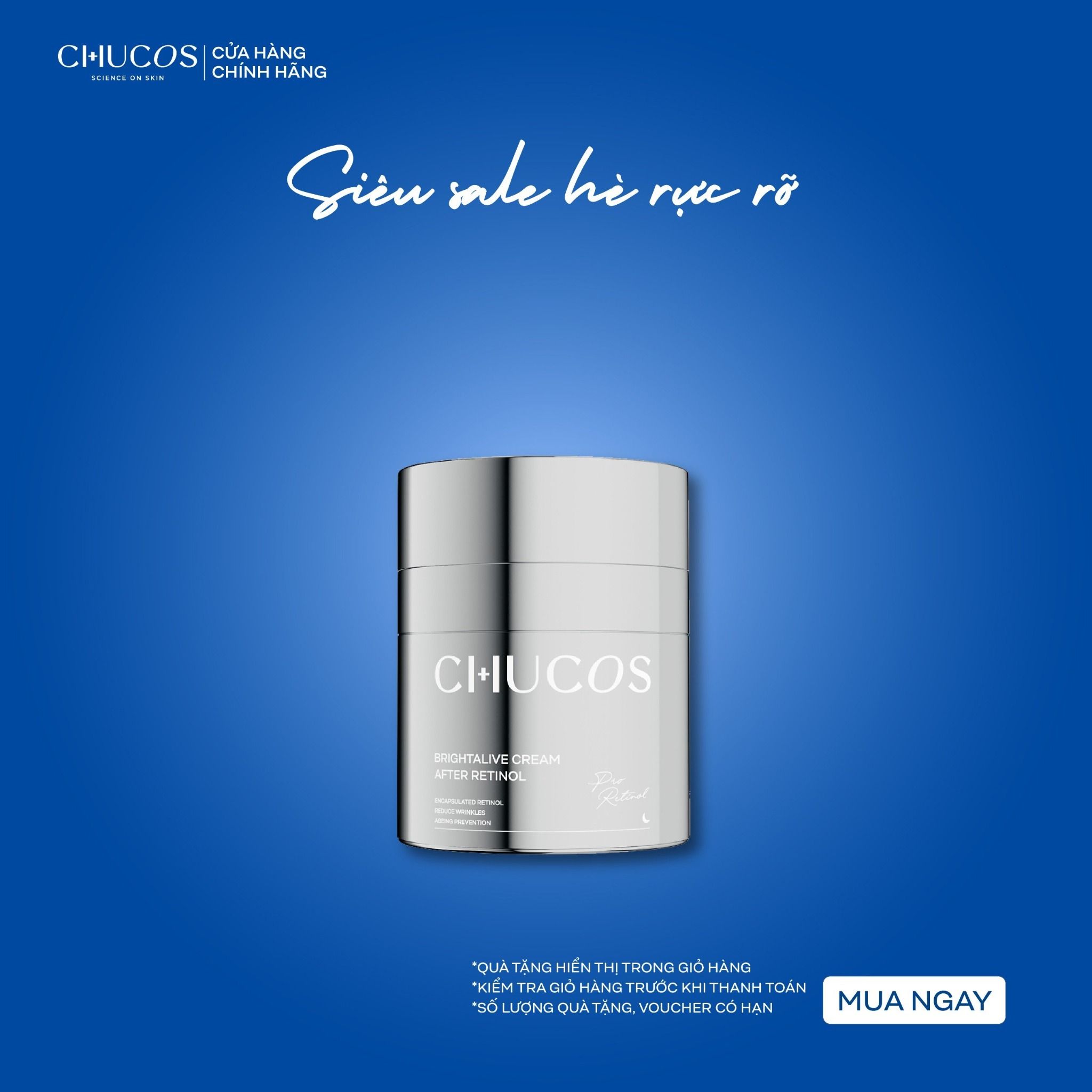 Kem Dưỡng Giảm Nếp Nhăn, Chống Lão Hoá Chucos Brightalive Cream - After Retinol 50gr