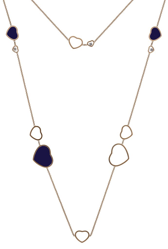 Chopard Happy Hearts Sautoir Necklace Rose Gold - Blue Stone