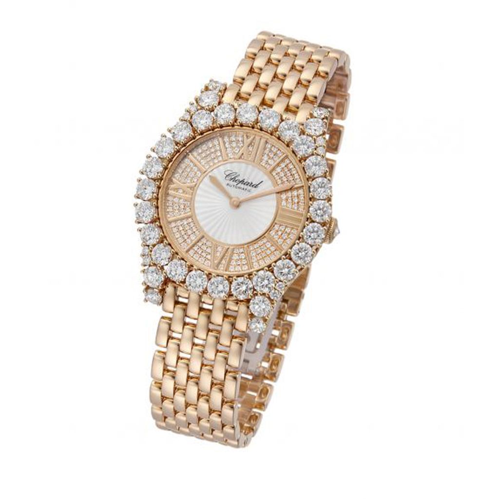 Chopard L'heure Du Diamant Round Automatic Diamond Rose Gold Bracelet 36mm