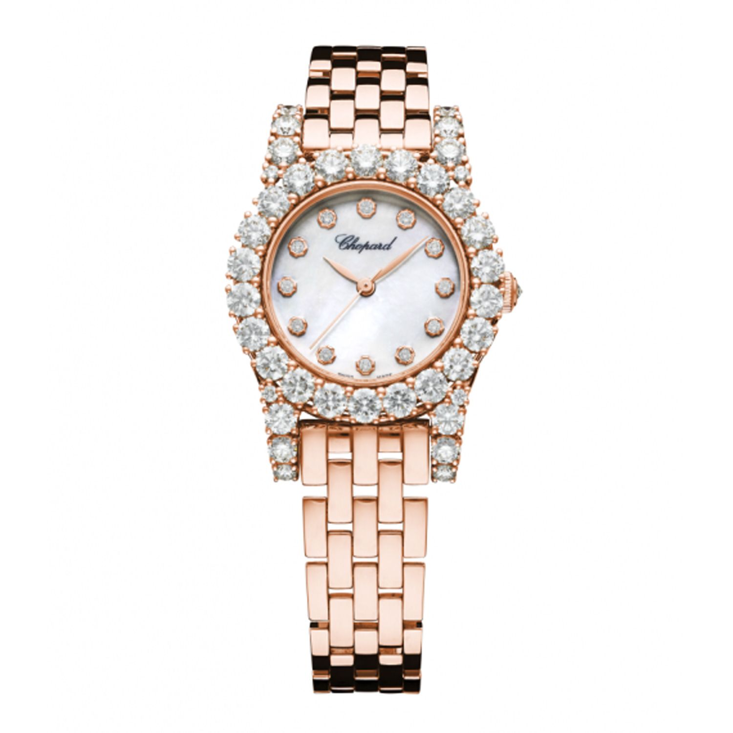 Chopard L'heure Du Diamant Round Automatic Diamond Rose Gold Bracelet 30mm