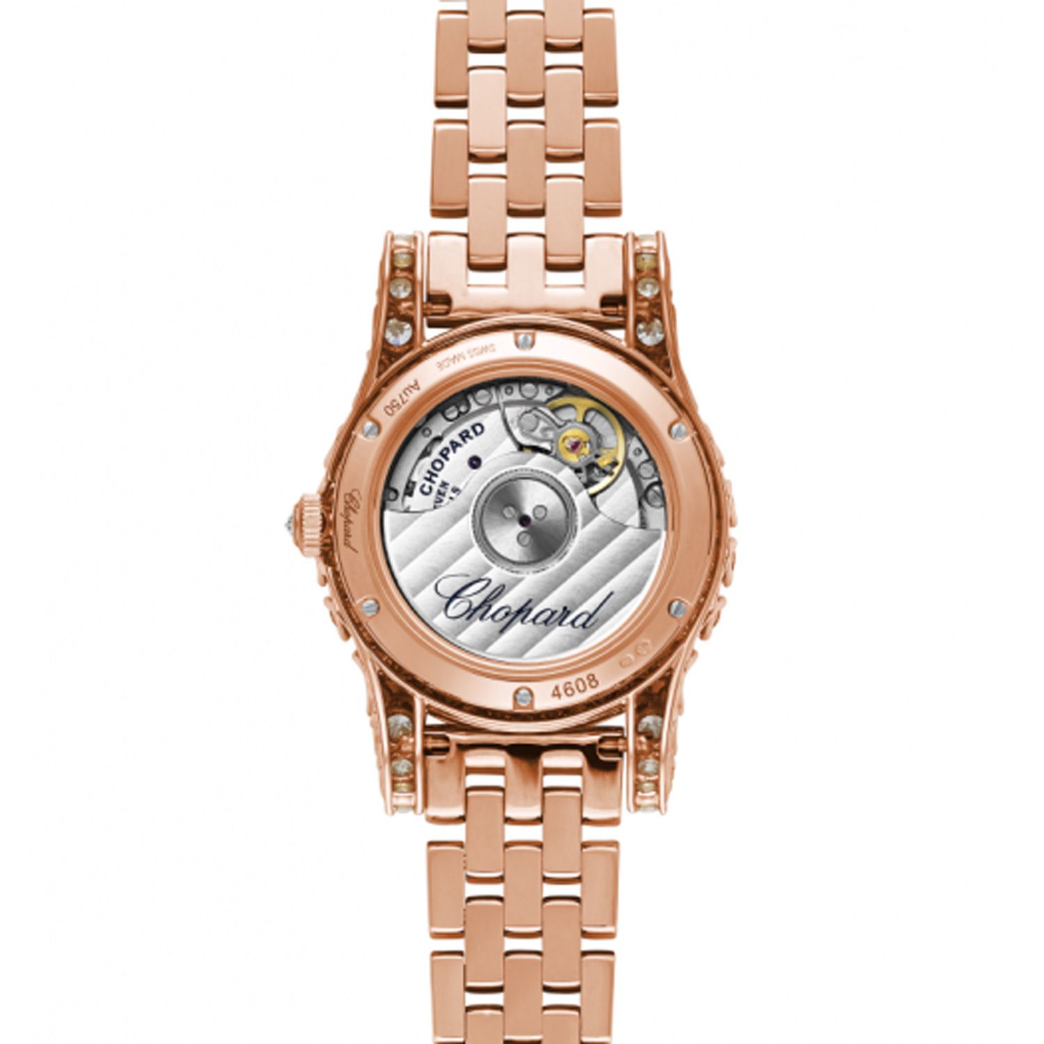 Chopard L'heure Du Diamant Round Automatic Diamond Rose Gold Bracelet 30mm