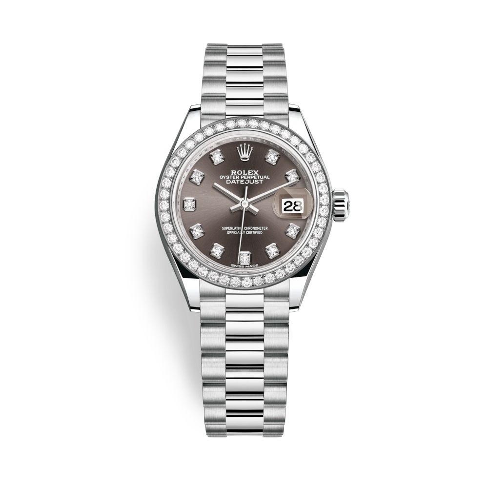 Rolex Lady-Datejust 28mm Platinum and Grey Dial 279136RBR-0011