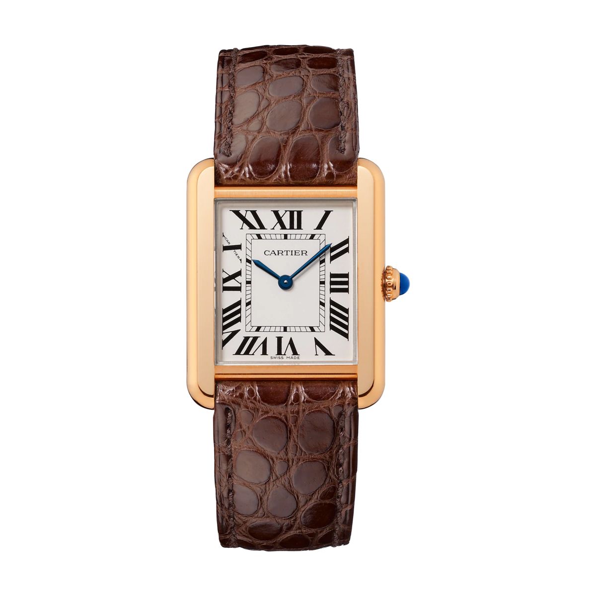 Cartier Tank Solo Small Model Pink Gold And Steel Leather