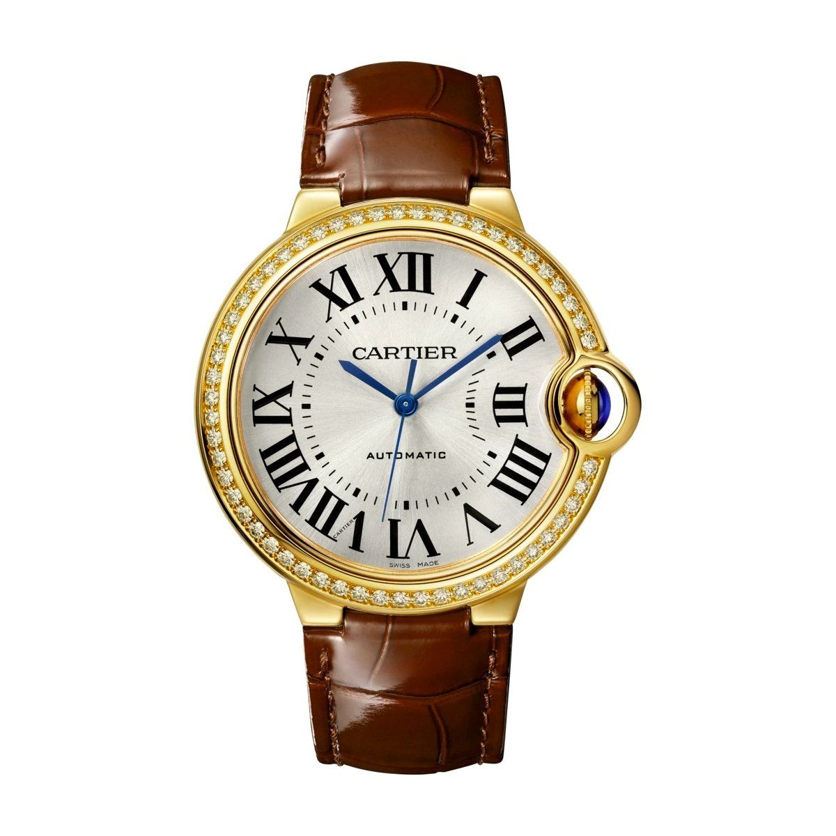 Cartier Ballon Bleu de Cartier 36mm Yellow Gold Diamonds Leather