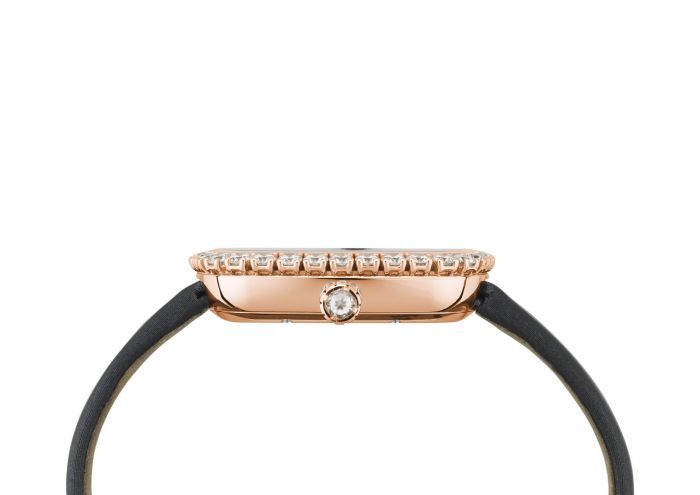 Chopard Happy Diamond Square Full Diamond Rose Gold Satin Strap 38mm