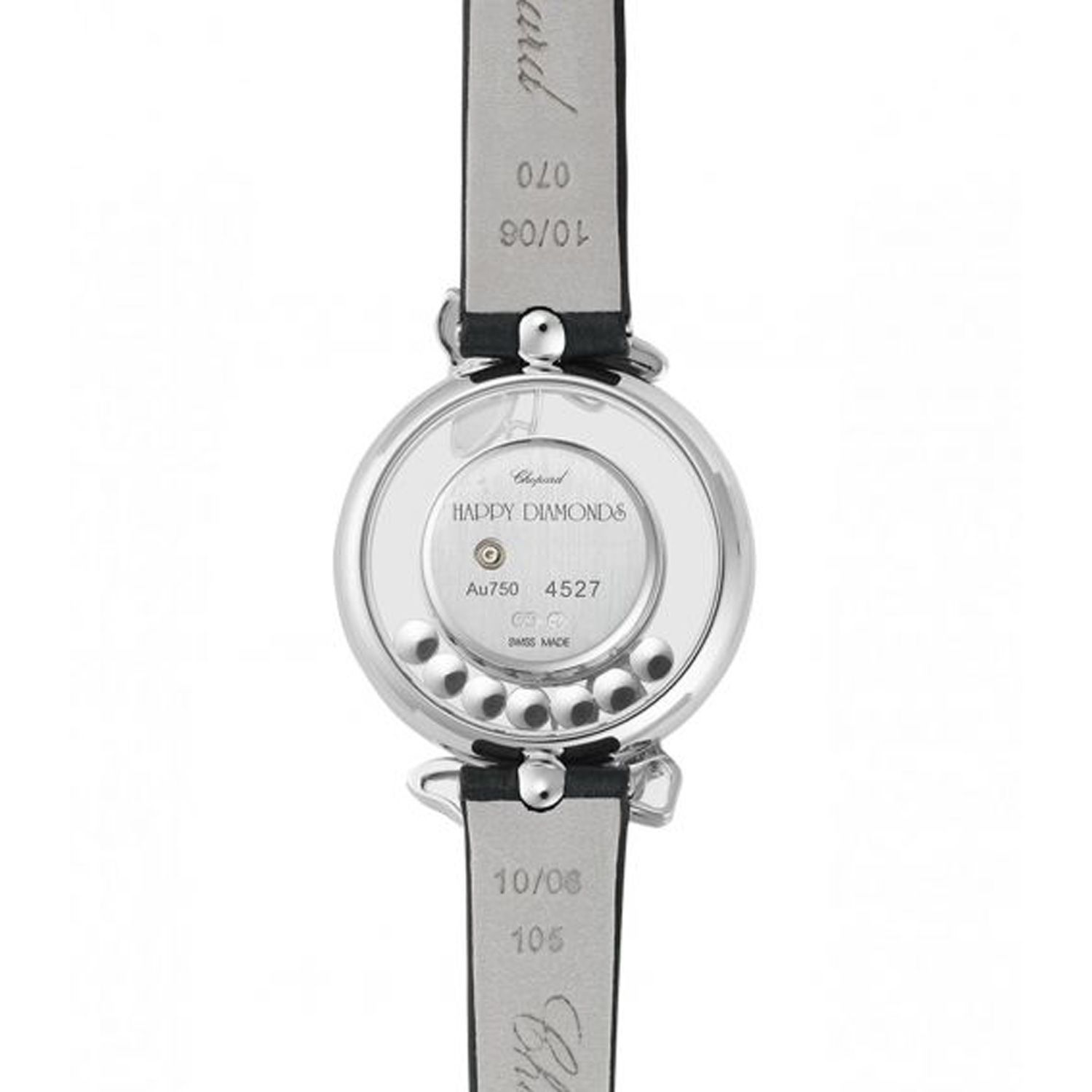 Chopard Happy Diamond ButterFly White Gold Black Leather Strap 26mm