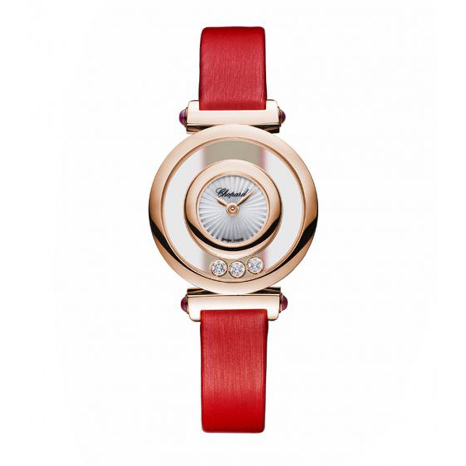 Chopard Happy Diamond Icon Rose Gold Red Leather Strap 26mm