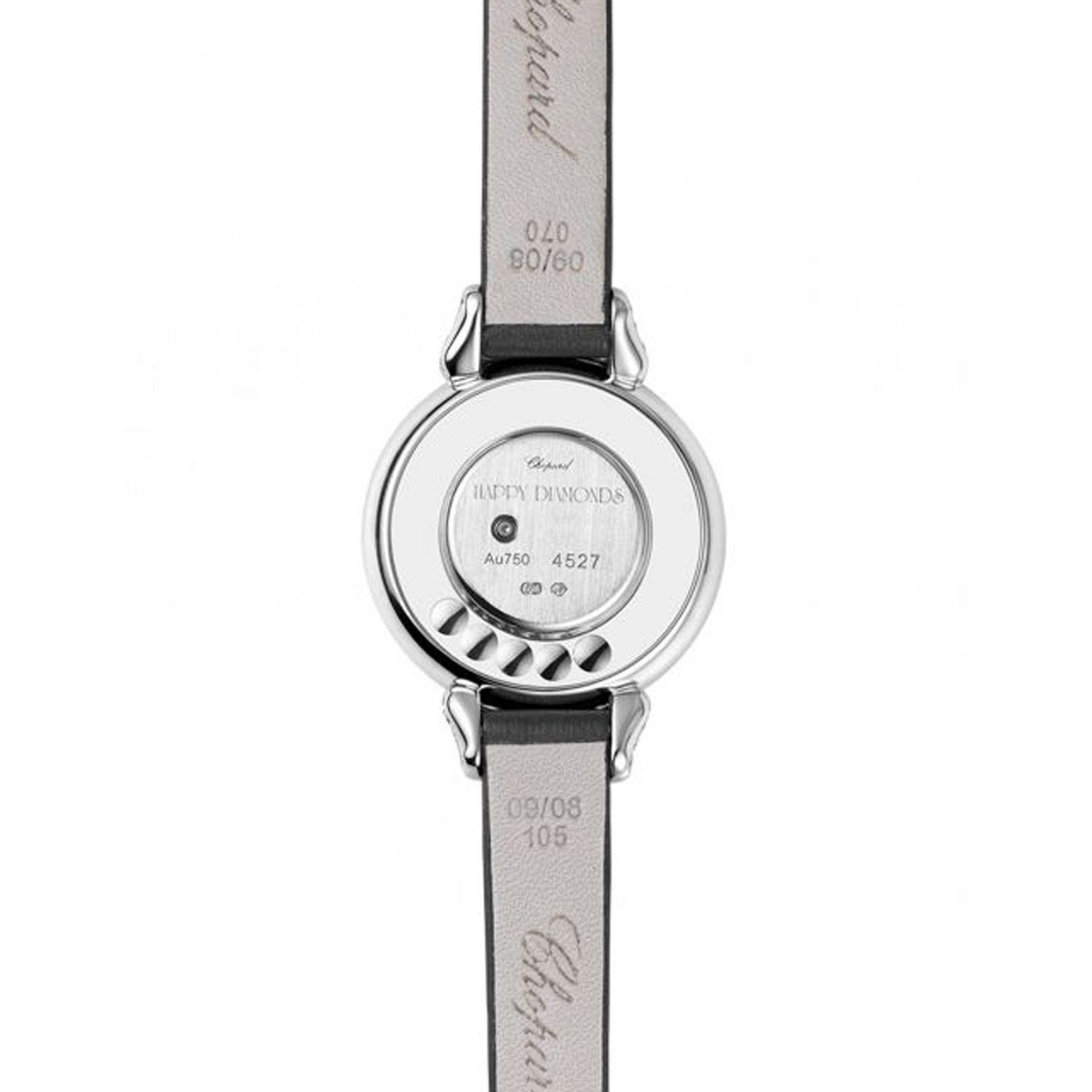 Chopard Happy Diamond Bow Tie White Gold Black Leather Strap 26mm