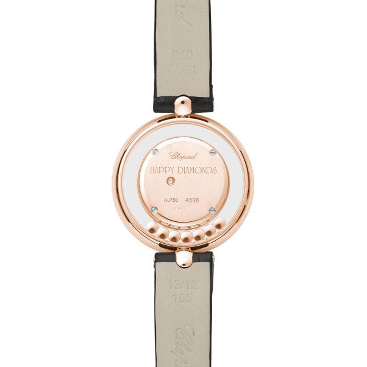 Chopard Happy Diamond Icon Full Diamond Rose Gold Black Leather 32mm