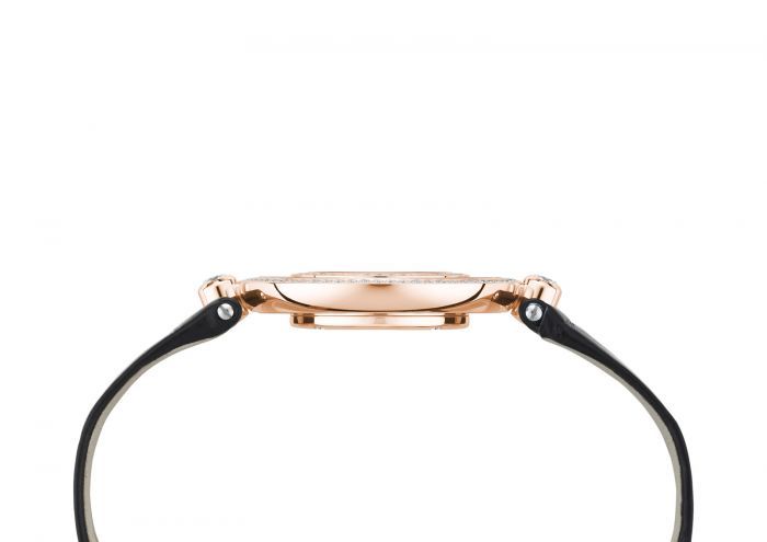 Chopard Happy Diamond Icon Full Diamond Rose Gold Black Leather 32mm