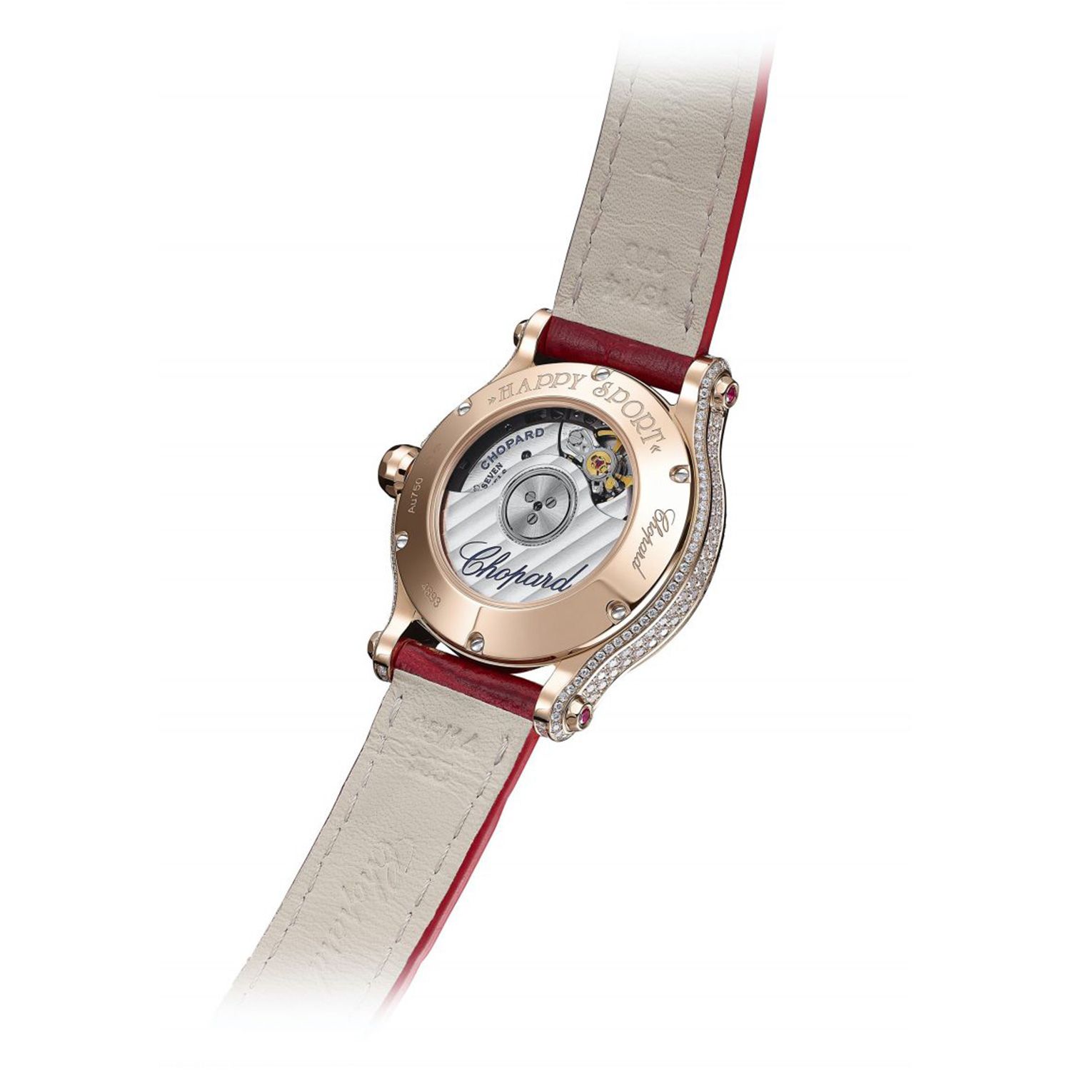 Chopard Happy Sport Automatic Diamond Rose Gold Red Leather