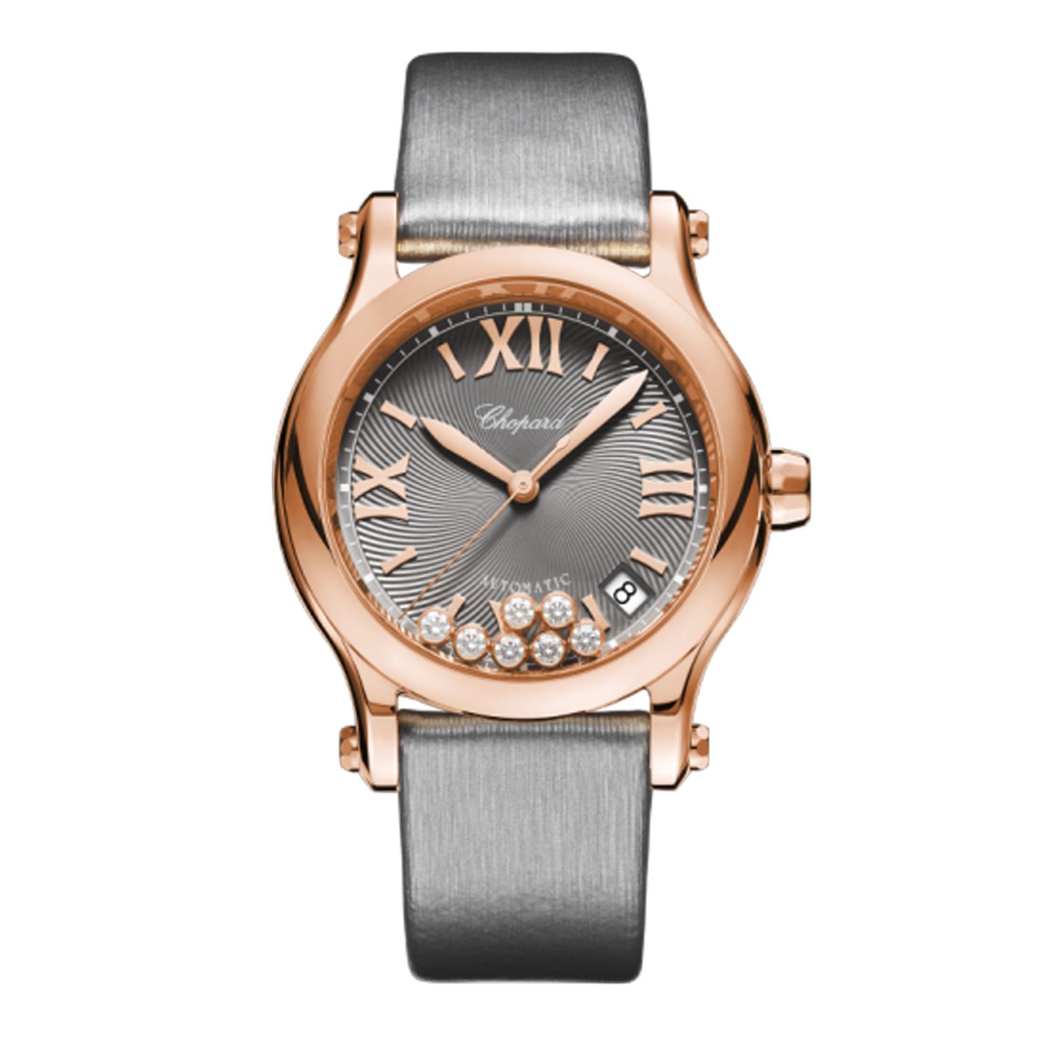 Chopard Happy Sport Automatic Rose Gold Gray Fabric Strap 36mm