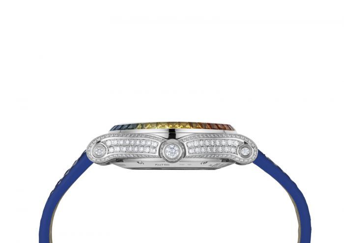 Chopard Happy Sport Automatic Rainbow Sapphires White Gold Blue Leather strap 36mm