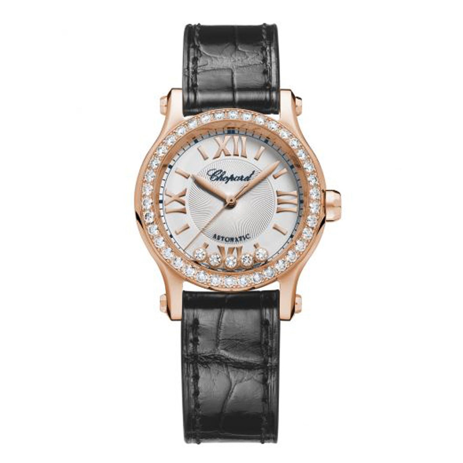 Chopard Happy Sport Automatic Diamond Rose gold Leather Strap 30mm
