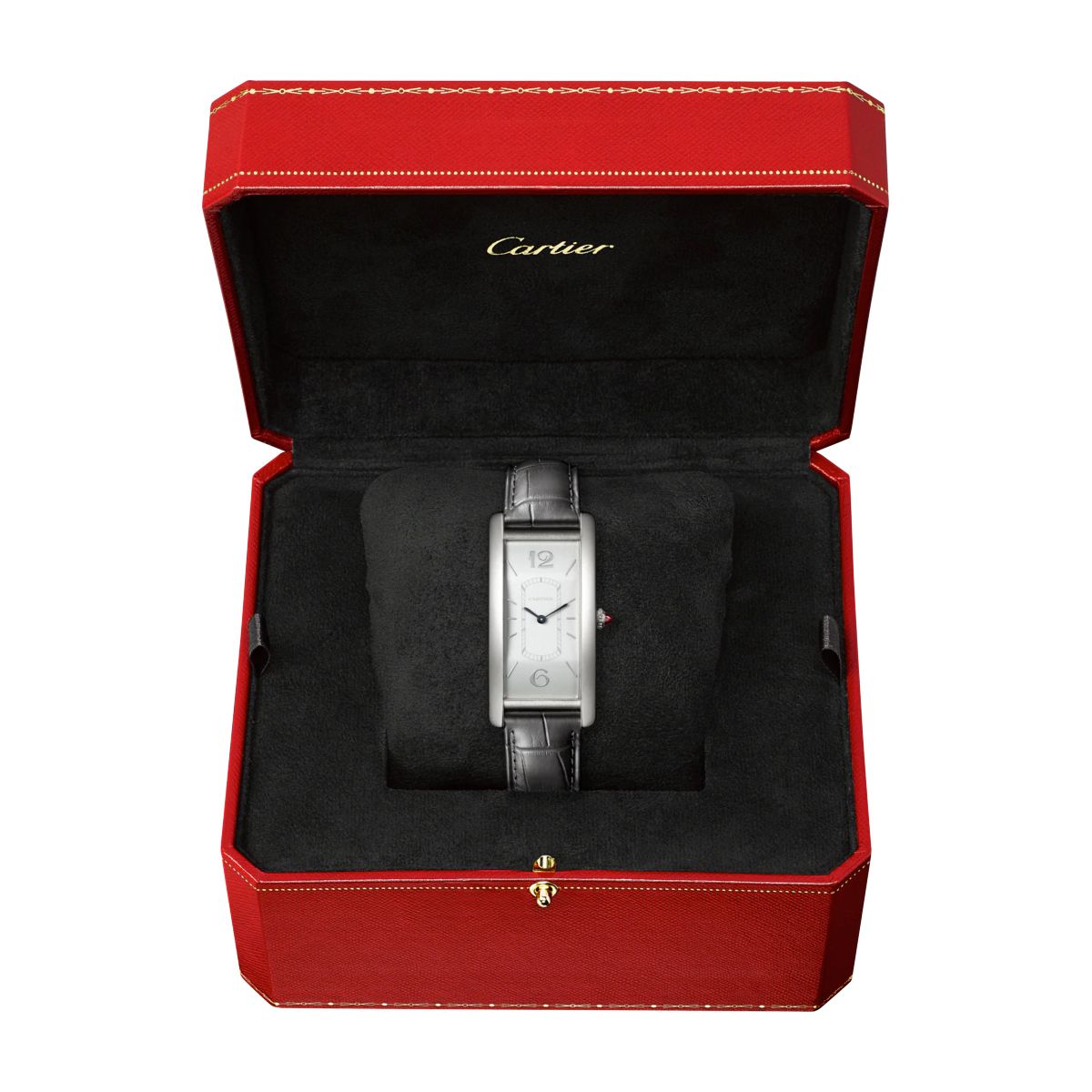 Cartier Tank Cintrée Large Model Platinum Leather
