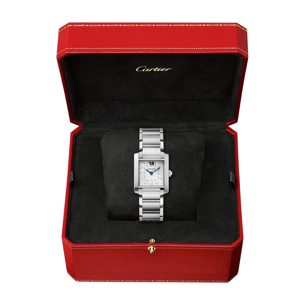 Cartier Tank Francaise Medium Model Steel Diamonds