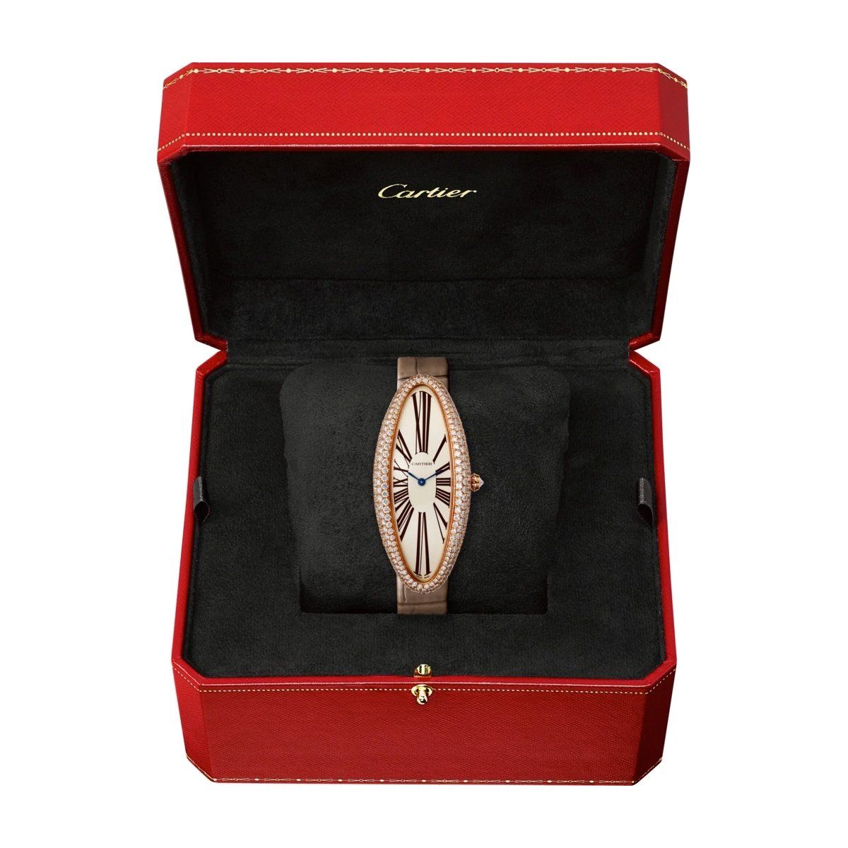 Cartier Baignoire Allongée XL Pink Gold Diamonds Leather