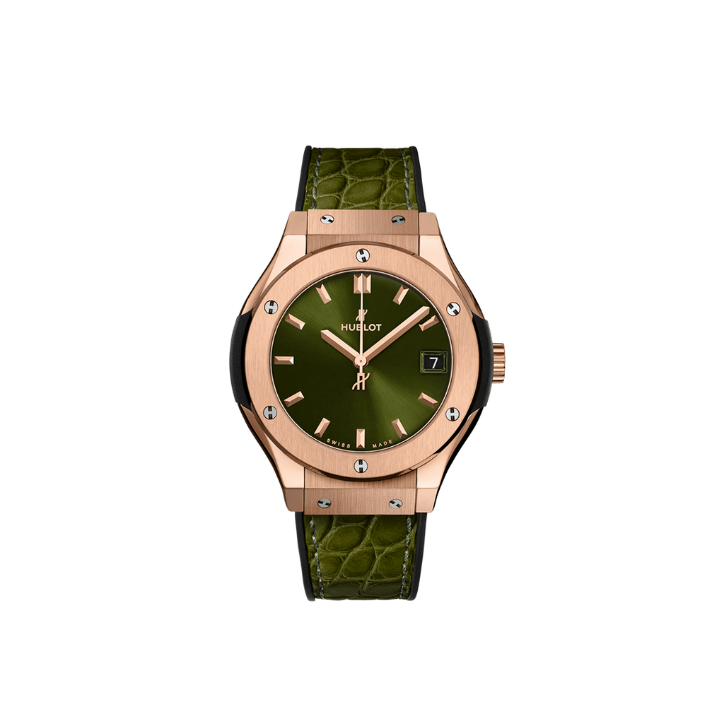 Hublot Classic Fusion Green King Gold Leather Strap 33 mm