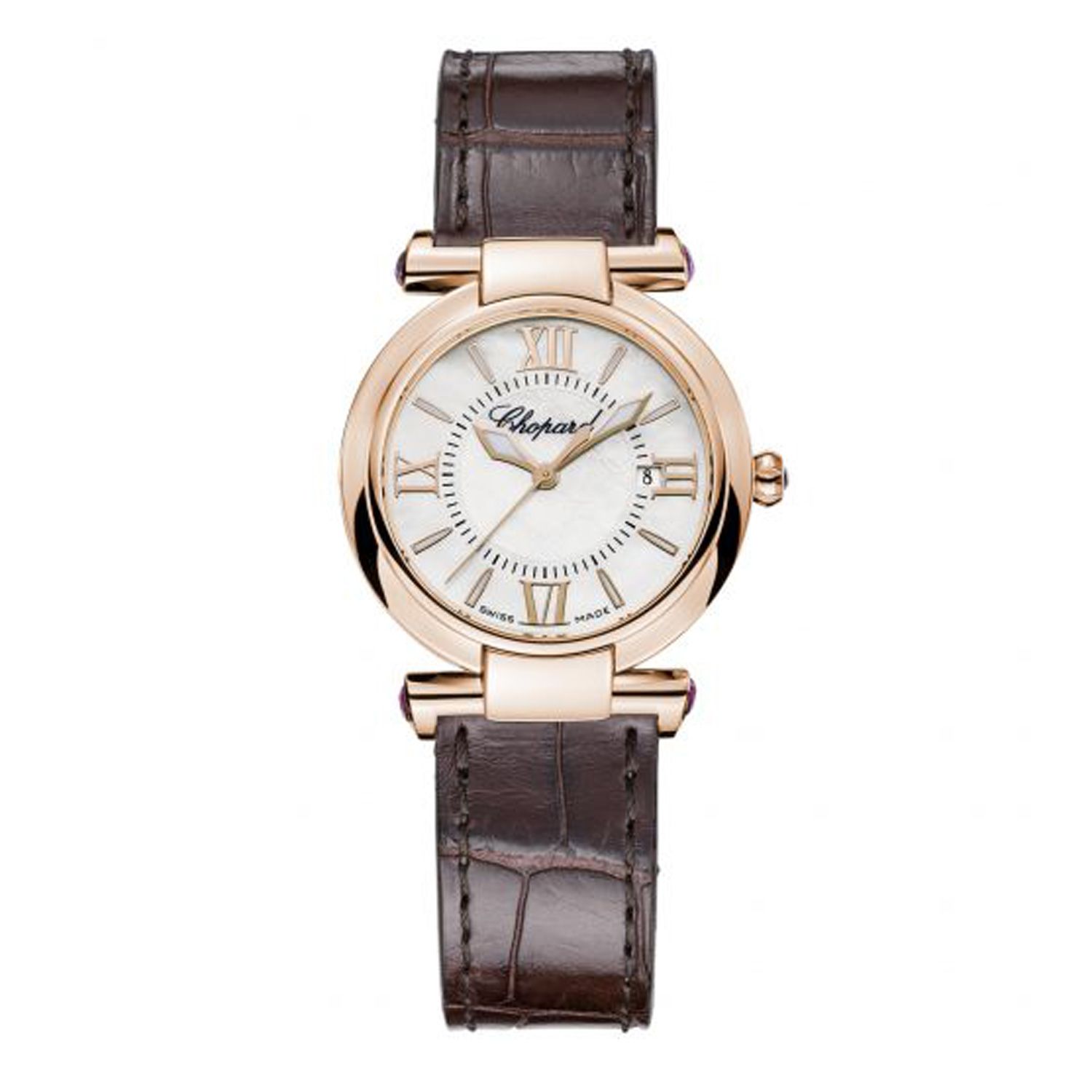 Chopard Imperiale Quartz Rose Gold Black Leather Strap 28mm