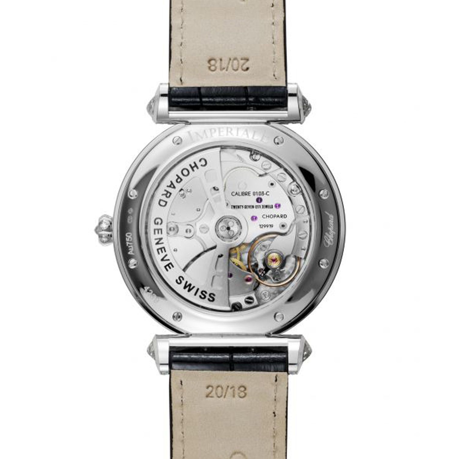 Chopard Imperiale Automatic Full Diamond White Gold Black Leather Strap 40mm