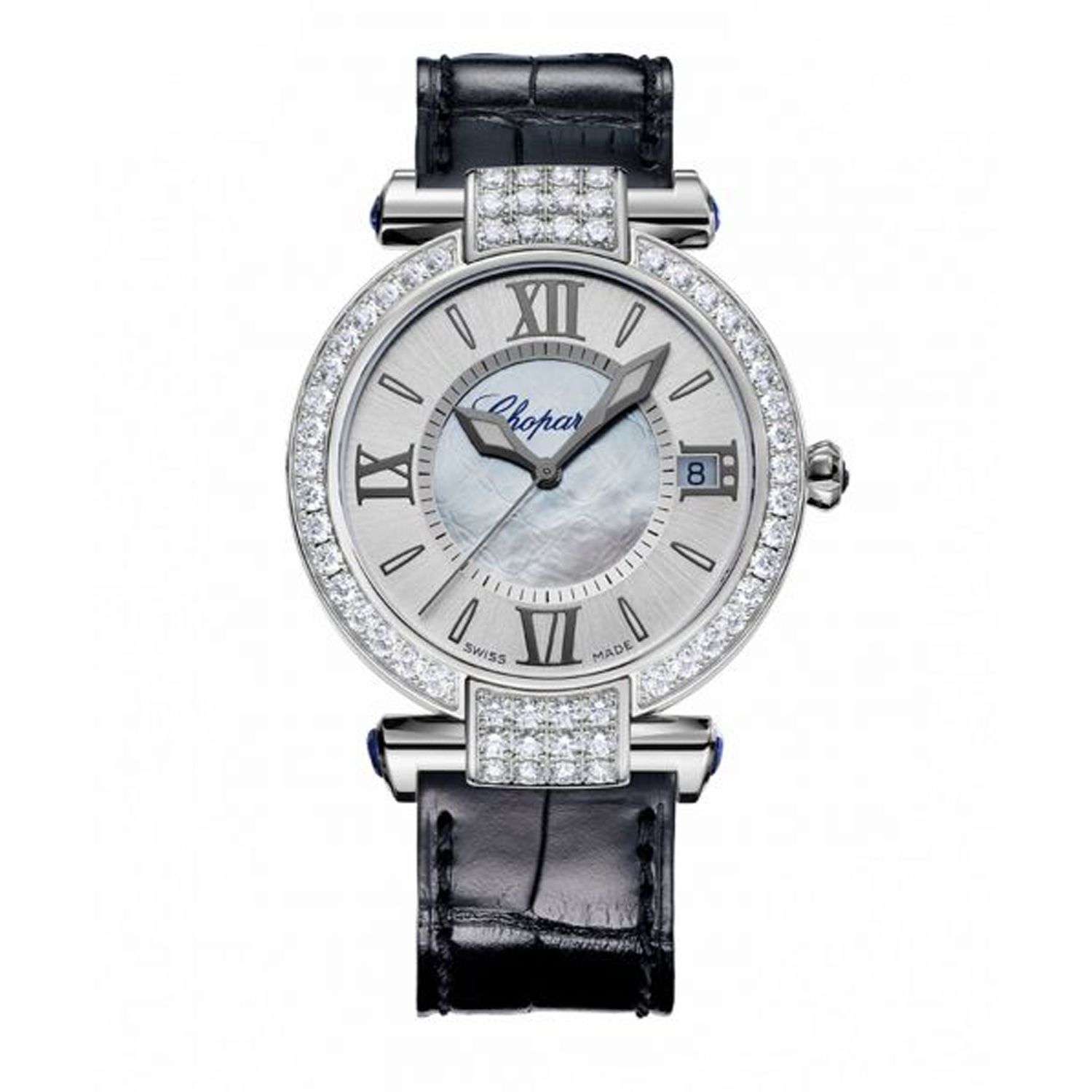 Chopard Imperiale Automatic Diamond White Gold Black Leather Strap 36mm