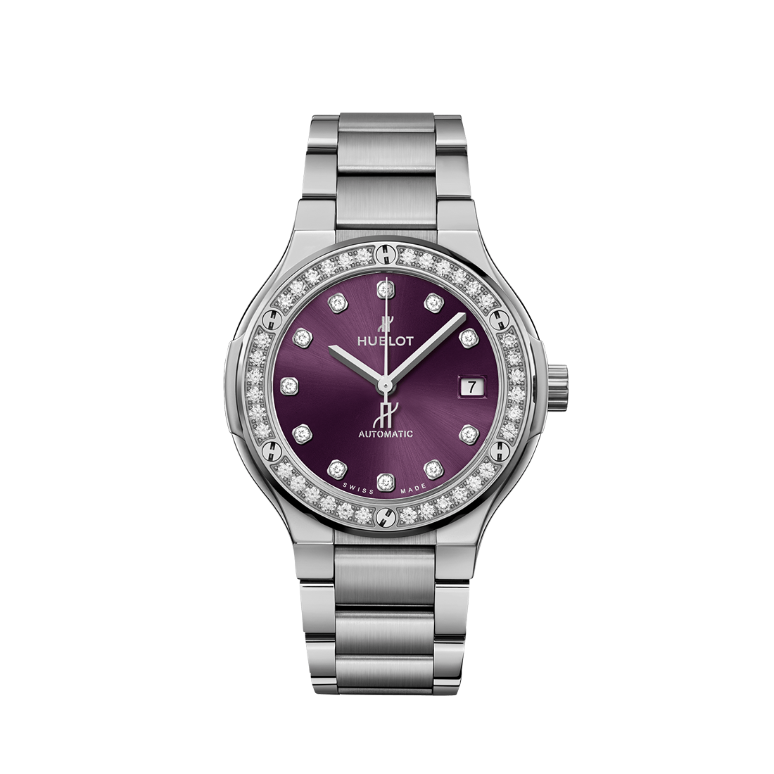 Hublot Classic Fusion Titanium Purple Diamonds Bracelet