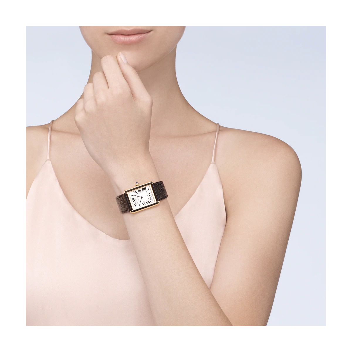 Cartier Tank Solo Large Model Yellow Gold Leather