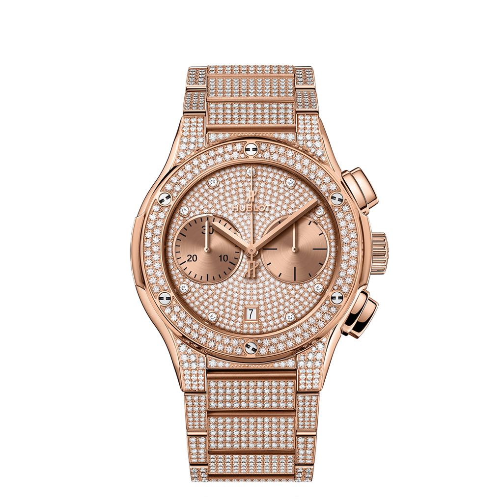 Hublot Classic Fusion Chronograph King Gold Full Pavé Bracelet
