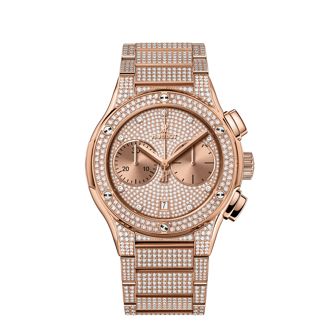 Hublot Classic Fusion Chronograph King Gold Full Pavé Bracelet