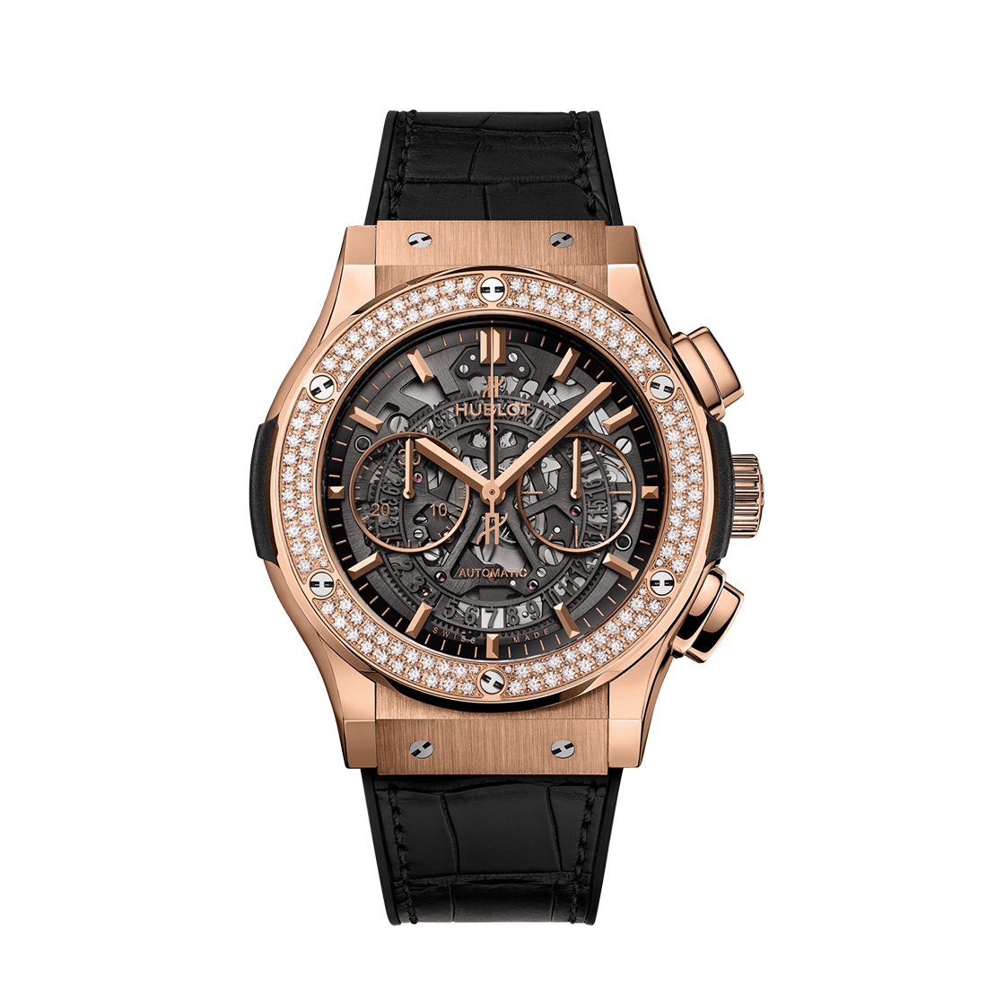Hublot Classic Fusion Aerofusion King Gold Diamonds Skeleton Chronograph