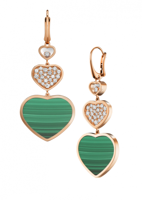 Chopard Happy Hearts Earrings Rose Gold Diamond - Malachite