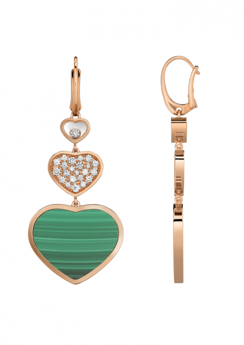 Chopard Happy Hearts Earrings Rose Gold Diamond - Malachite