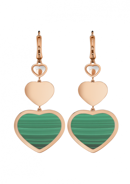 Chopard Happy Hearts Earrings Rose Gold Diamond - Malachite