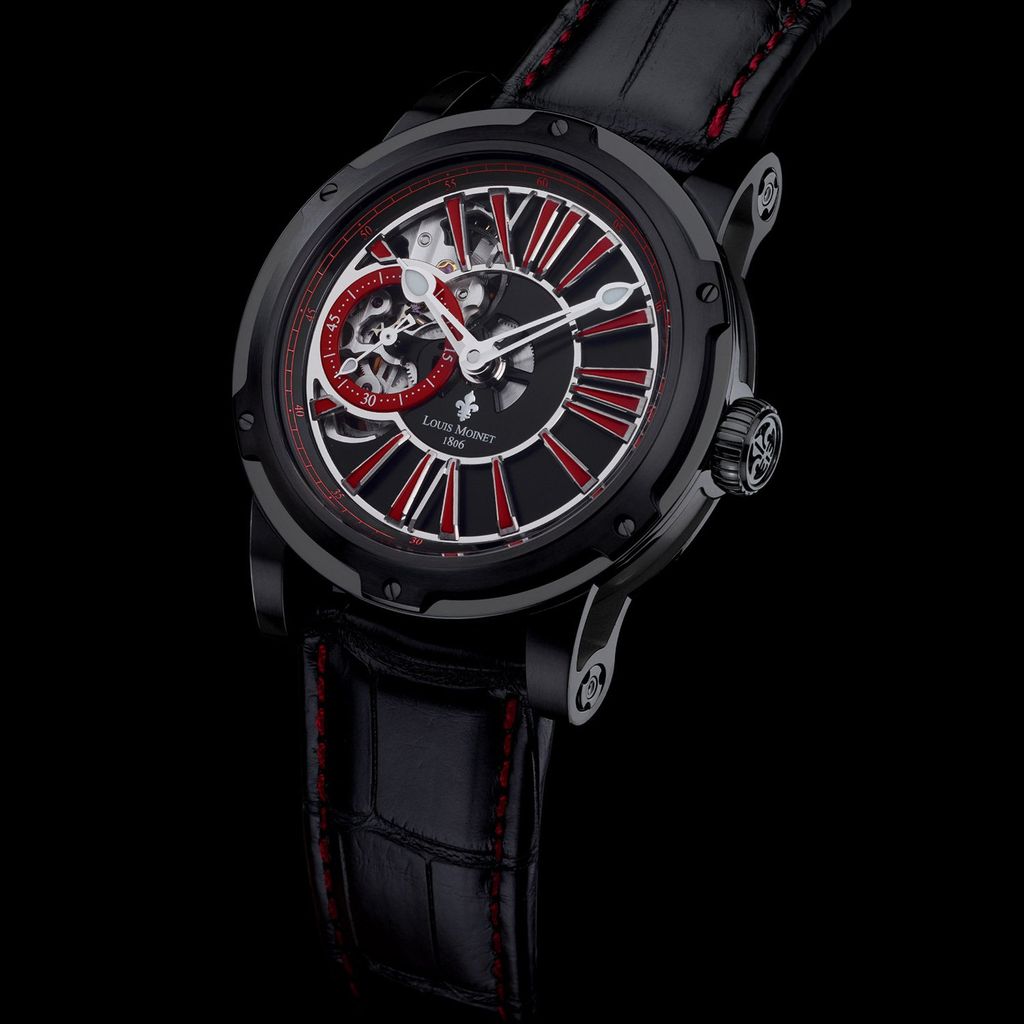 Đồng hồ nam Louis Moinet Metropolis Steel Black and Red 43.2mm