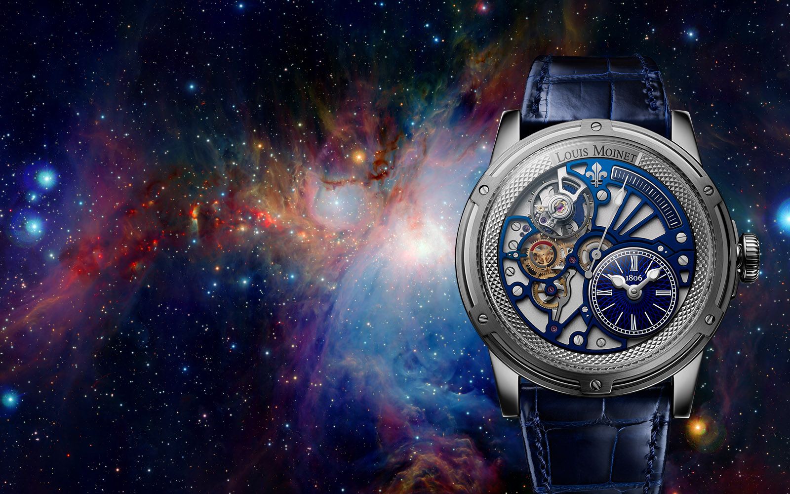 Đồng hồ nam Louis Moinet Tempograph Chrome Blue Steel 44mm