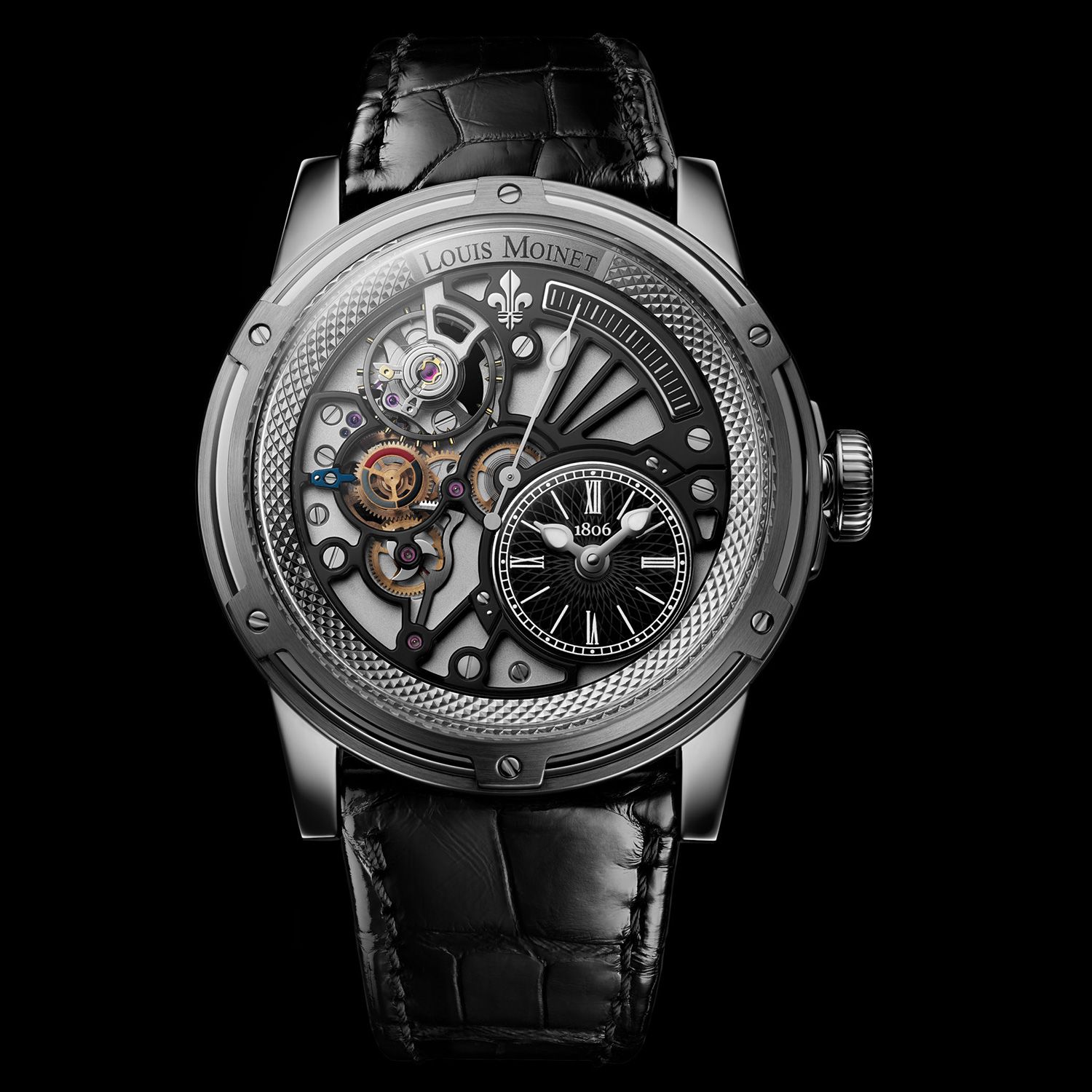 Đồng hồ nam Louis Moinet Tempograph Chrome Black Steel 44mm