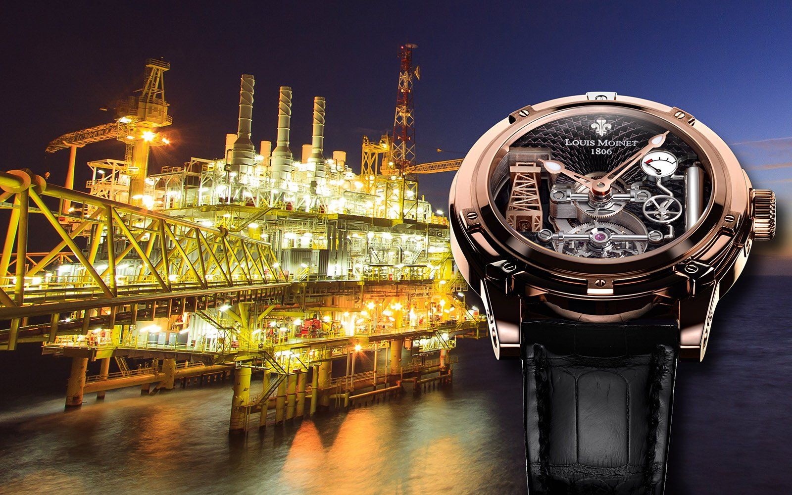 Đồng hồ nam Louis Moinet Derrick Gaz Tourbillon Rose Gold 47mm