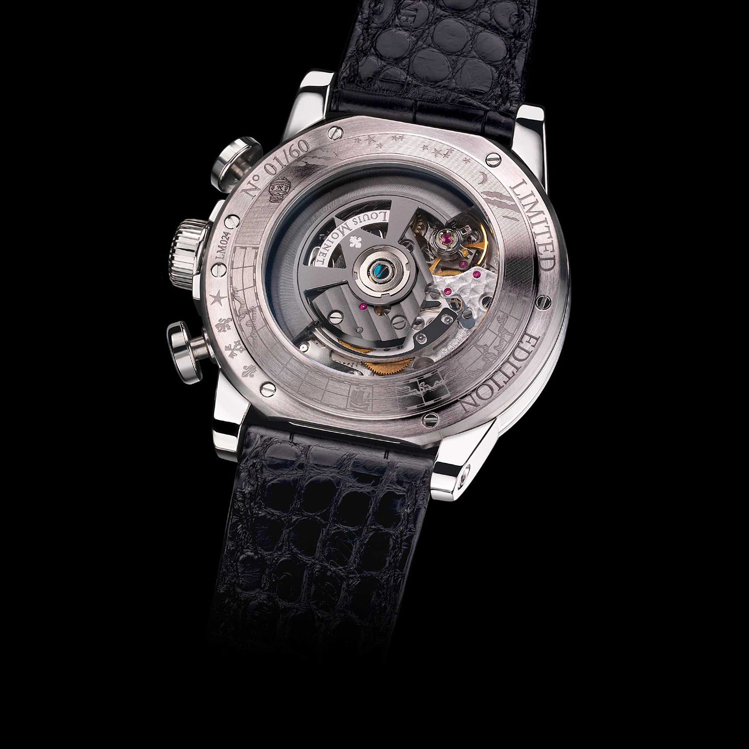 Đồng hồ nam Louis Moinet Geograph Steel Black Dial 46.5mm