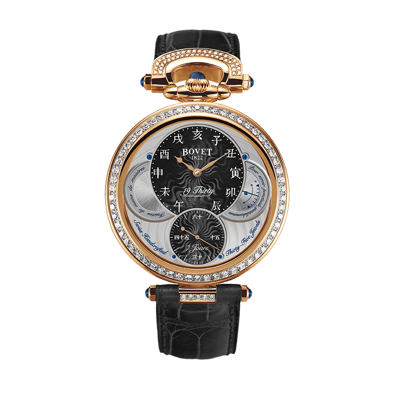 Đồng hồ nam Bovet 19Thirty Fleurier Black Dial 18k Red Gold set with diamonds 42mm