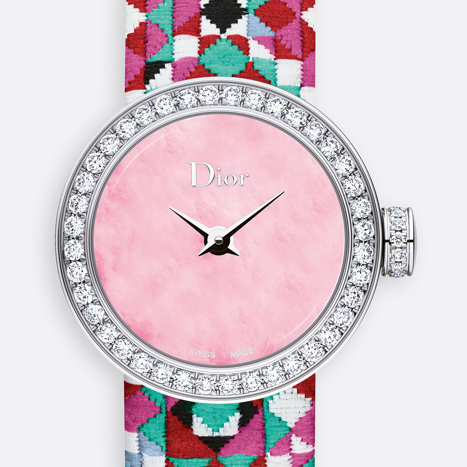 Đồng hồ nữ La Mini D de Dior Mosaïque Pink Dial Ø 19mm