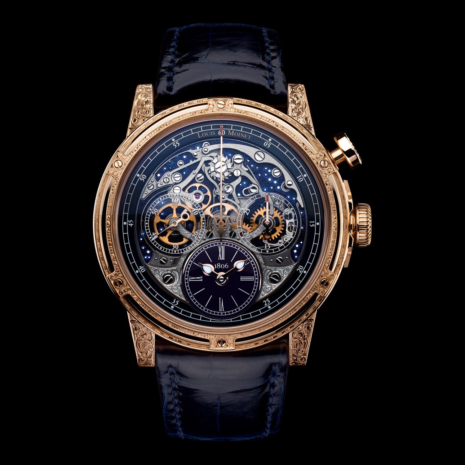 Đồng hồ nam Louis Moinet Memoris Red Eclipse Rose Gold hand-engraved 46mm