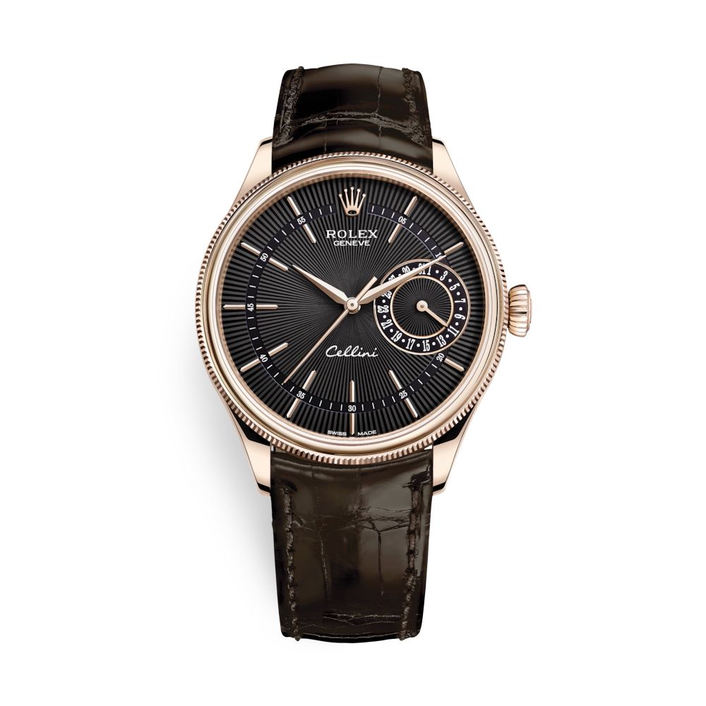 Rolex Cellini Date 39mm Rose Gold Black Brown 50515-0010