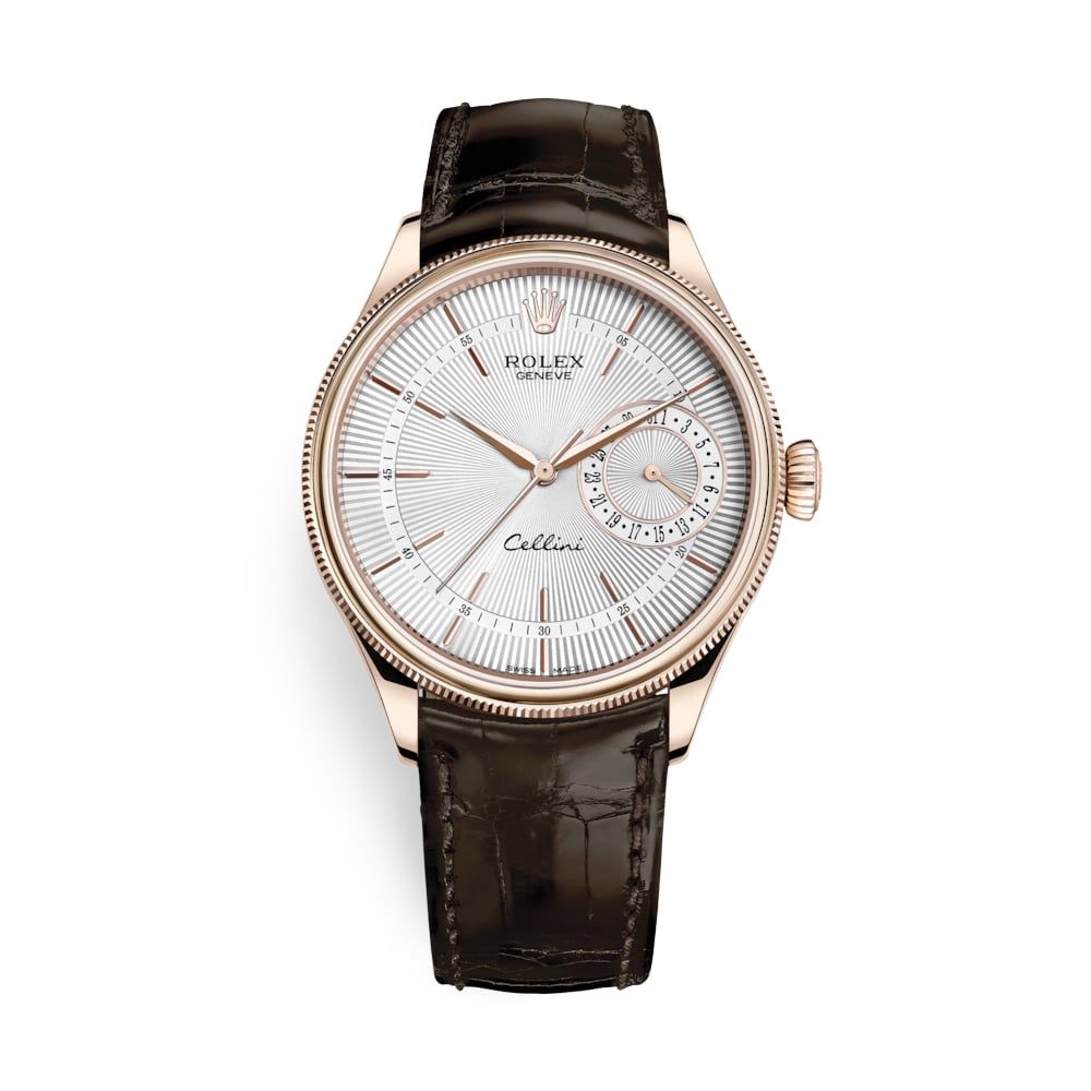 Rolex Cellini Date 39mm Rose Gold Silver Brown 50515-0008