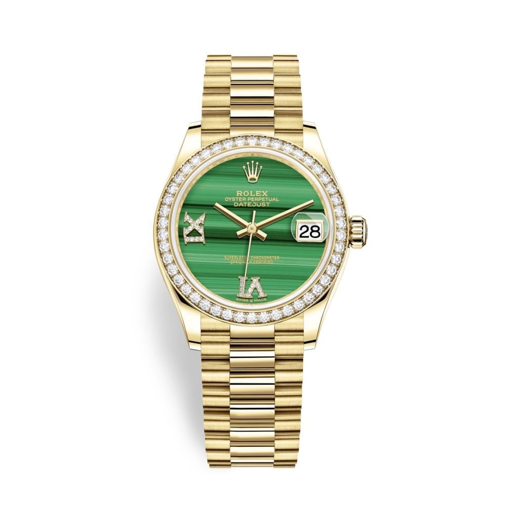 Rolex Datejust 31mm Yellow Gold Diamonds Green Malachite 278288RBR-0004