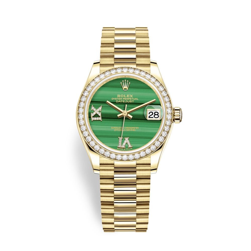 Rolex Datejust 31mm Yellow Gold Diamonds Green Malachite 278288RBR-0004