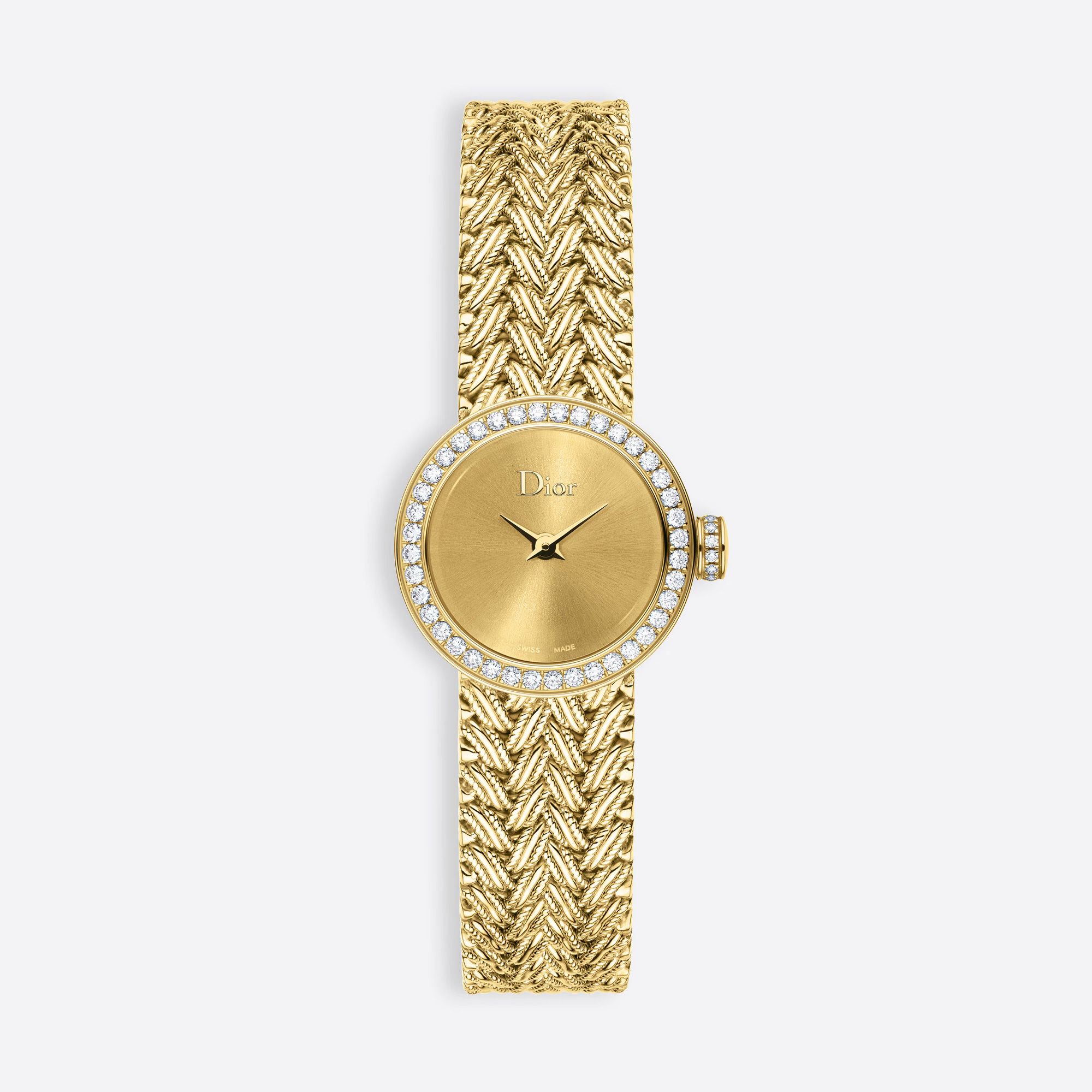 Đồng hồ nữ La D de Dior Mini Satine 18k Yellow Gold Mesh Bracelet Ø 19mm