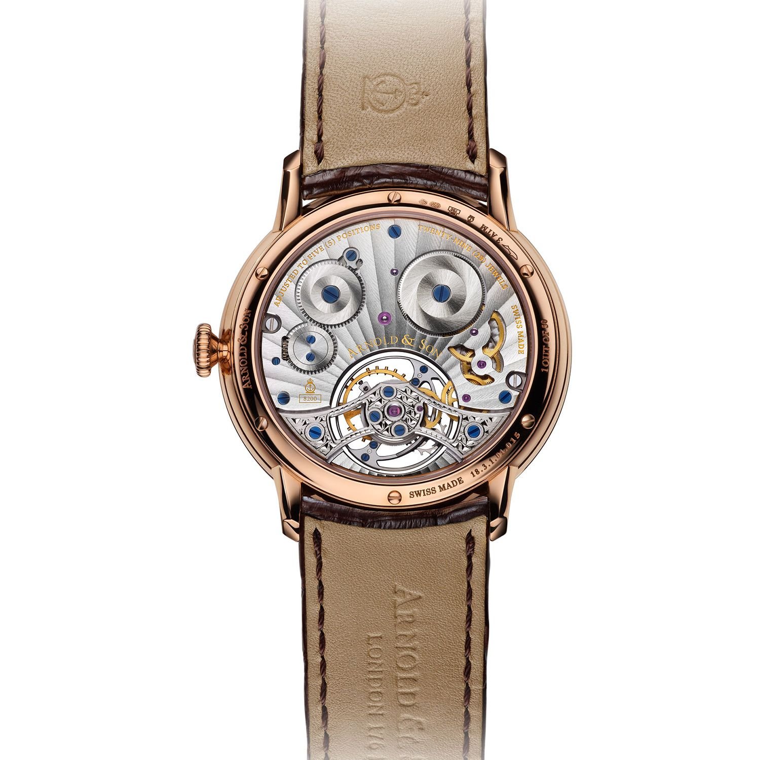 Arnold & Son Instrument UTTE Tourbillon Rose Gold Silver Dial