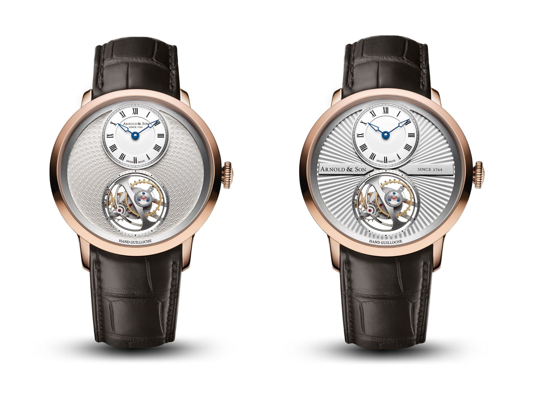 Arnold & Son Instrument UTTE Tourbillon Rose Gold Silver guilloché Dial