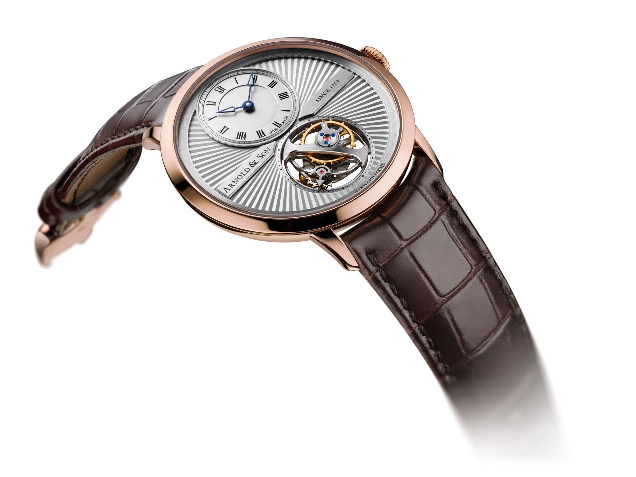 Arnold & Son Instrument UTTE Tourbillon Rose Gold Silver guilloché Dial