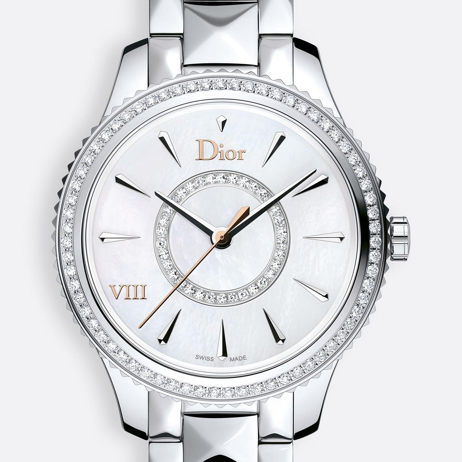 Đồng hồ nữ Dior VIII Montaigne Diamonds Steel Bracelet Ø 32mm